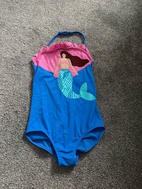 Mini Boden Mermaid One-Piece Halter Swimsuit Sz 7-8
